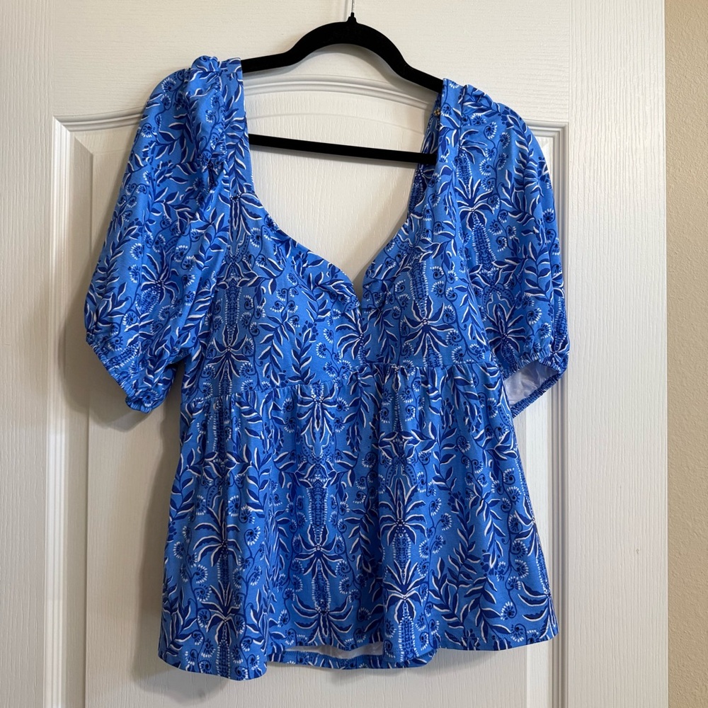 Floriana Knit Top In Abaco Blue Have It Both Rays XL